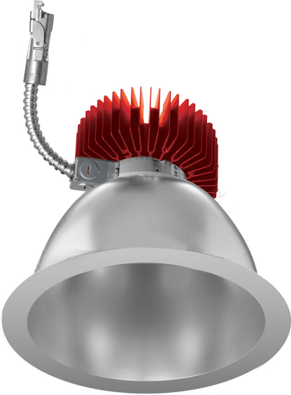 8-inch ELCO Lighting reflector LED trim in haze finish with red heat sink, suitable for recessed lighting use.