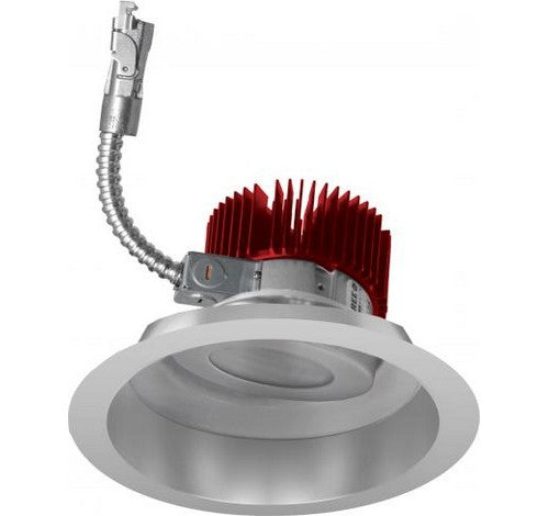 6 Inch LED Light Engine with Haze Finish, adjustable red heat sink, and flexible conduit for recessed lighting.