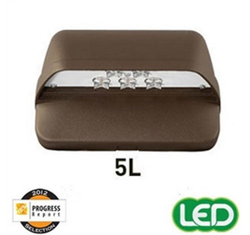 Hubbell Outdoor Lighting LNC-5LU-5K 12.9W 5 Bronze Finish LEDs Wallpack, Wall Mount, Full Cut Off,5000K, Type II Distribution, 120-277V- BuyRite Electric
