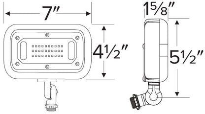 ELCO Lighting EFL30S50WFK Mini LED Floodlight 30W 5000K 3100 lm 120/277V Dark Finish | BuyRite Electric