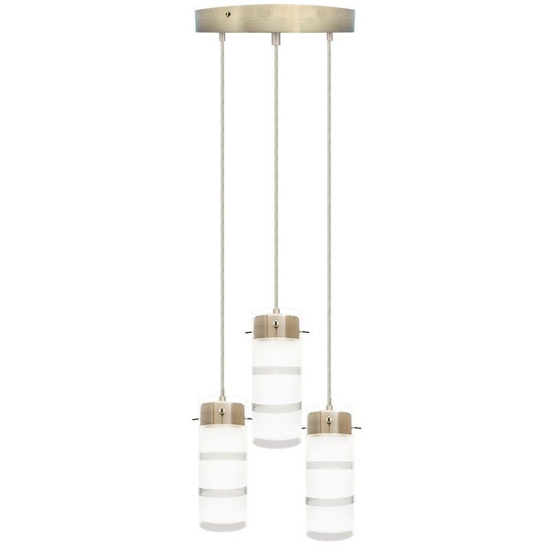 Westgate LCFB-3LR-MCT5 36 W 5CCT Integrated Triple with Round Canopy LED Pendent Light Brushed Nickel Finish