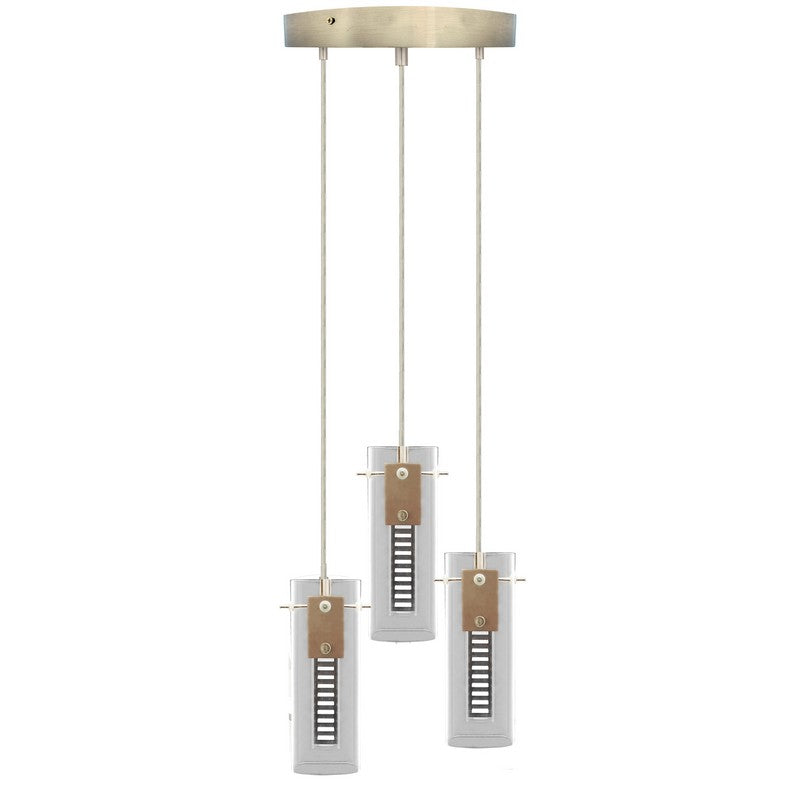 Westgate LCFH-3LR-MCT5 36W 5CCT Integrated Triple with Round Canopy LED Hologram Pendent Light Brushed Nickel Finish