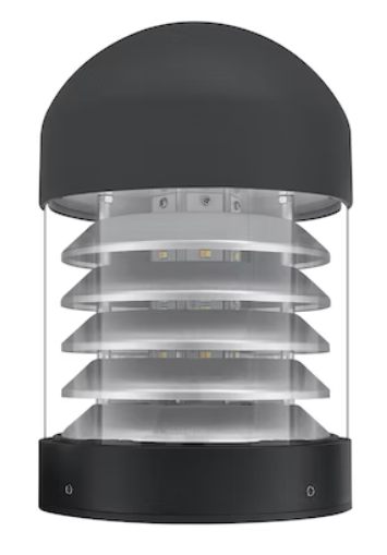 EnvisionLED LED-BLD-RD-5CCT-LV-DM-BL Bollard Head Round Louver Dome Top LED Outdoor Exterior Lighting, Selectable Color Temperature, Black Finish