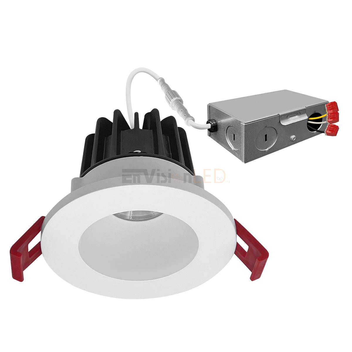 EnvisionLED LED-DLJBX-2-12W-3WD-W/W-S LED 2 Inch 12W SnapTrim Canless Downlight Warm Dimming White Finish