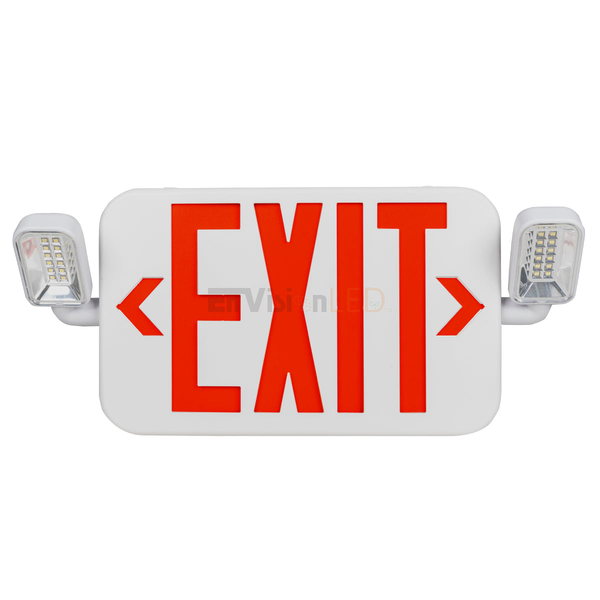 EnvisionLED LED-EM-EXT-R-WH-CMB LED Emergency Exit Sign Combo Single/Double Sided (Red) White Finish