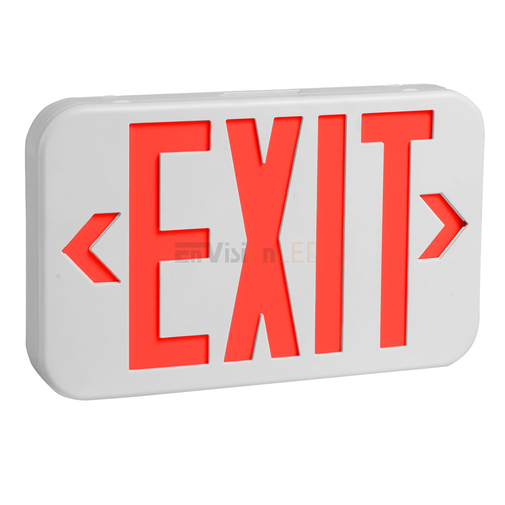 EnvisionLED LED-EM-EXT-R-WH LED Emergency Exit Sign Single/Double Sided (Red) White Finish