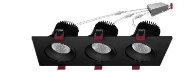 EnvisionLED LED-SQM3-4-45W-5CCT-BLK LED 4 Inches Size, Multiple Triple Head Downlight / Wattage + 5CCT Selectable, Black Finish
