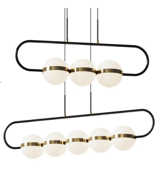 Alora Lighting LP302005MBBG Tagliato 43 Inches Linear Multi LED Pendant Ceiling Light, Matte Black Finish