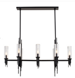 Alora Lighting LP335838MBCR Torres 38 Inches Linear Clear Ribbed Multi LED Pendant Ceiling Light, Matte Black Finish