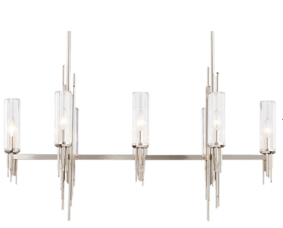 Alora Lighting LP335838PNCR Torres 38 Inches Linear Clear Ribbed Multi LED Pendant Ceiling Light, Polished Nickel Finish