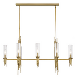 Alora Lighting LP335838VBCR Torres 38 Inches Linear Clear Ribbed Multi LED Pendant Ceiling Light, Vintage Brass Finish