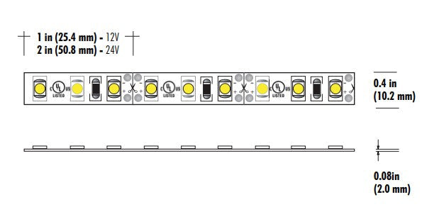 Core Lighting LSM30-50K-16FT-24V-HC90 3.0W Indoor Flexible LED Strip Color Temperature 5000K length 16FT Voltage 24V