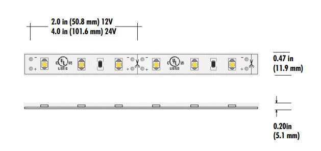 Core Lighting LSMW15-27K-PF-24V-HR95 1.5W Outdoor Flexible LED Strip, LSMW15 Model, 2700K Color Temperature, PF Per Feet , 24V Voltage