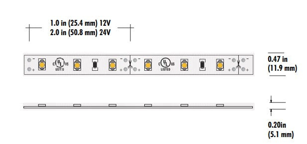 Core Lighting LSMW30-50K-16FT-24V 3.0W Outdoor Flexible LED Strip, LSMW30 Model, 5000K Color Temperature, 16FT length , 24V Voltage