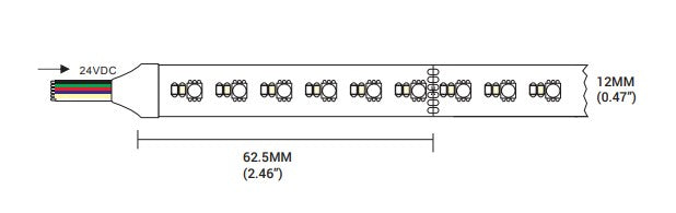 Core Lighting LSP70-RGBWW-27/50K-PF-24V 7W Indoor Color-Changing + Color Tuning LED Strip , LSP70 Model, 2700/5000K Color Temperature , PF Per Feet, 24V Voltage