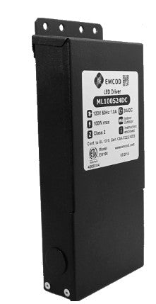 EMCOD ML100S12AC Class 2 Magnetic LED AC Driver Outdoor Phase cut Dimmable Black Powder Coated Steel Enclosure