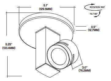 Core Lighting CTL410-L1-40K-BK-WF-MP, 45 Wide Monopoint, 12.5W Vertical Track Head 4000K Black Finish