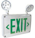 Nora Lighting NEX-720-LED/G-CC Self-Diagnostic 13 inch White / Green LED Wet Location Wall Exit & Emergency Sign Wall Light, with Battery Backup & Remote Capability