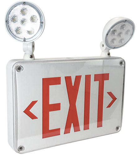 Nora Lighting NEX-720-LED/R Self-Diagnostic 13 inch White / Red LED Wet Location Wall Exit & Emergency Sign Wall Light, with Battery Backup & Remote Capability