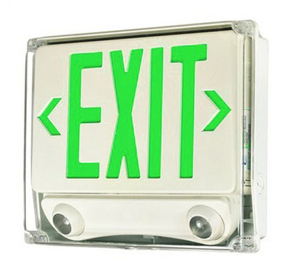 NORA Lighting NEX-730-LED/RB Dual Fixture LED Exit & LED Emergency Combo Red Letters / Black Housing