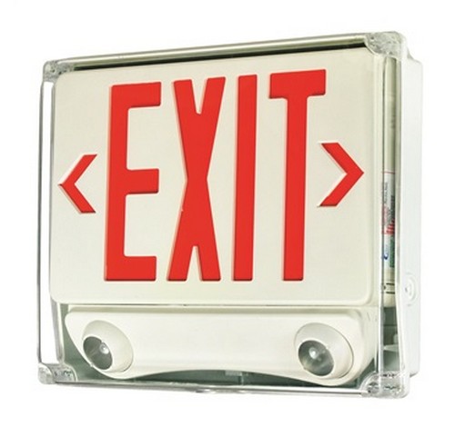 NORA Lighting NEX-730-LED/RB Dual Fixture LED Exit & LED Emergency Combo Red Letters / Black Housing