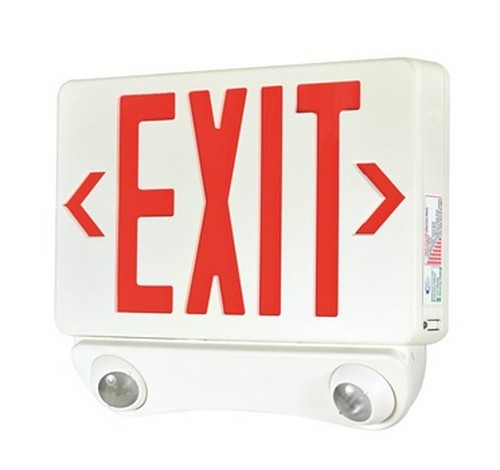 NORA Lighting NEX-730-LED/RB Dual Fixture LED Exit & LED Emergency Combo Red Letters / Black Housing