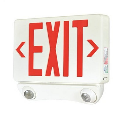 NORA Lighting NEX-730-LED/RB Dual Fixture LED Exit & LED Emergency Combo Red Letters / Black Housing