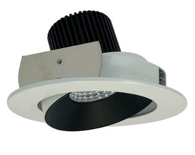 Nora Lighting NIO-4RC27QBW 4 Inch Iolite LED Round Adjustable Cone Reflector, 10-Degree Optic, 850lm / 12W, 2700K, Black Reflector / White Flange