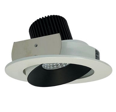Nora Lighting NIO-4RC30QBW 4 Inch Iolite LED Round Adjustable Cone Reflector, 10-Degree Optic, 850lm / 12W, 3000K, Black Reflector / White Flange