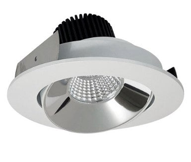 Nora Lighting NIO-4RC30QCMPW 4 Inch Iolite LED Round Adjustable Cone Reflector, 10-Degree Optic, 850lm / 12W, 3000K, Specular Clear Reflector / Matte Powder White Flange