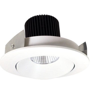Nora Lighting NIO-4RC30QMPW 4 Inch Iolite LED Round Adjustable Cone Reflector, 10-Degree Optic, 850lm / 12W, 3000K, Matte Powder White Reflector / Matte Powder White Flange