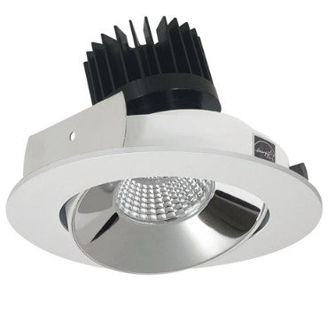 Nora Lighting NIO-4RC30XCMPW/HL 4 Inch Iolite LED Round Adjustable Cone Reflector, 1500lm/2000lm/2500lm (varies by housing), 3000K, Specular Clear Reflector / Matte Powder White Flange