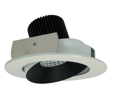 Nora Lighting NIO-4RC35QBW 4 Inch Iolite LED Round Adjustable Cone Reflector, 10-Degree Optic, 850lm / 12W, 3500K, Black Reflector / White Flange