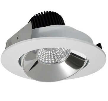 Nora Lighting NIO-4RC35QCMPW 4 Inch Iolite LED Round Adjustable Cone Reflector, 10-Degree Optic, 850lm / 12W, 3500K, Specular Clear Reflector / Matte Powder White Flange