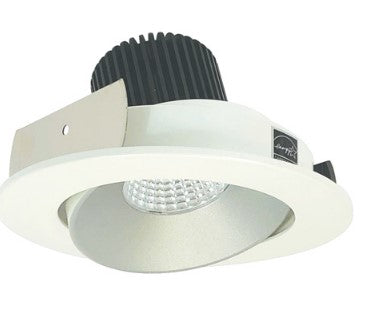 Nora Lighting NIO-4RC35QHZMPW 4 Inch Iolite LED Round Adjustable Cone Reflector, 10-Degree Optic, 850lm / 12W, 3500K, Haze Reflector / Matte Powder White Flange