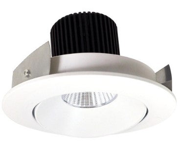 Nora Lighting NIO-4RC35QMPW 4 Inch Iolite LED Round Adjustable Cone Reflector, 10-Degree Optic, 850lm / 12W, 3500K, Matte Powder White Reflector / Matte Powder White Flange