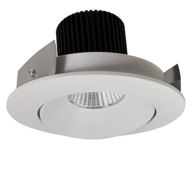 Nora Lighting NIO-4RC35QWW 4 Inch Iolite LED Round Adjustable Cone Reflector, 10-Degree Optic, 850lm / 12W, 3500K, White Reflector / White Flange