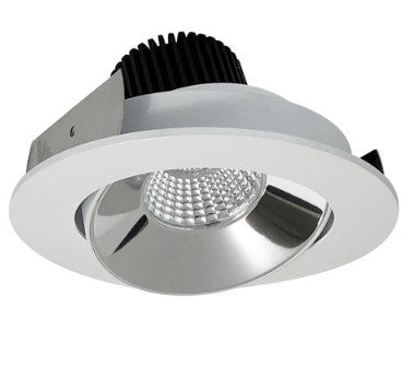 Nora Lighting NIO-4RC40QCMPW 4 Inch Iolite LED Round Adjustable Cone Reflector, 10-Degree Optic, 850lm / 12W, 4000K, Specular Clear Reflector / Matte Powder White Flange
