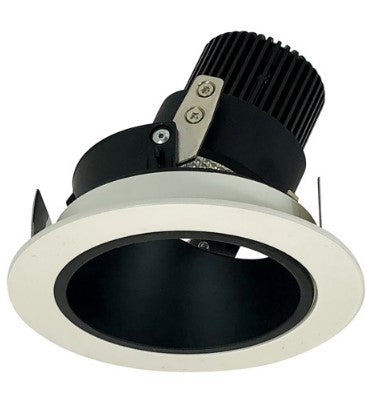 Nora Lighting NIO-4RD27QBW 4 Inch Iolite LED Round Adjustable Deep Reflector, 10-Degree Optic, 850lm / 12W, 2700K, Black Reflector / White Flange