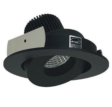 Nora Lighting NIO-4RG27QBB 4 Inch Iolite LED Round Adjustable Gimbal, 10-Degree Optic, 850lm / 12W, 2700K, Black Finish