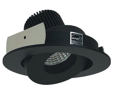 Nora Lighting NIO-4RG30QBB 4 Inch Iolite LED Round Adjustable Gimbal, 10-Degree Optic, 850lm / 12W, 3000K, Black Finish