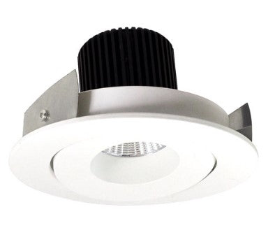 Nora Lighting NIO-4RG40QMPW 4 Inch Iolite LED Round Adjustable Gimbal, 10-Degree Optic, 850lm / 12W, 4000K, Matte Powder White Finish