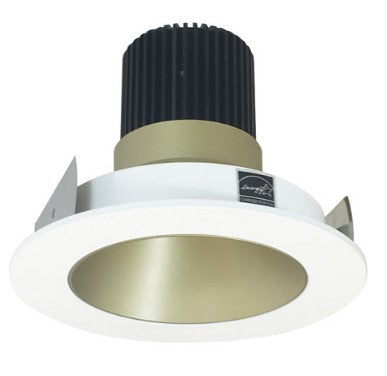 Nora Lighting NIO-4RNDC27QCHMPW 4 Inch Iolite LED Round Reflector, 10-Degree Optic, 850lm / 12W, 2700K, Champagne Haze Reflector / Matte Powder White Flange