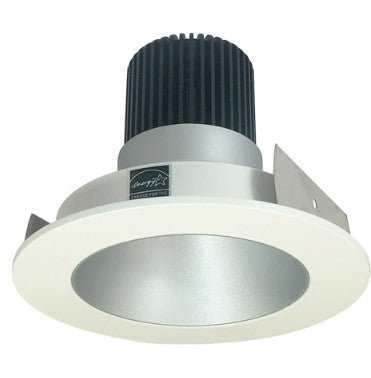 Nora Lighting NIO-4RNDC30QHW 4 Inch Iolite LED Round Reflector, 10-Degree Optic, 850lm / 12W, 3000K, Haze Reflector / White Flange