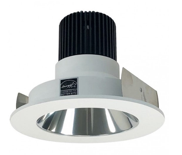 Nora Lighting NIO-4RNDC30XCMPW/10 4 Inch Iolite LED Downlight - Straight Reflector - 3000K - 1,000 Lumens - Matte Powder White Trim / Specular Clear Reflector