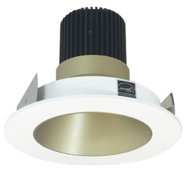 Nora Lighting NIO-4RNDC35QCHMPW 4 Inch Iolite LED Round Reflector, 10-Degree Optic, 850lm / 12W, 3500K, Champagne Haze Reflector / Matte Powder White Flange