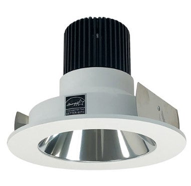 Nora Lighting NIO-4RNDC35QCMPW 4 Inch Iolite LED Round Reflector, 10-Degree Optic, 850lm / 12W, 3500K, Specular Clear Reflector / Matte Powder White Flange