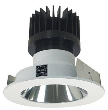 Nora Lighting NIO-4RNDC50XCMPW/HL 4 Inch Iolite LED Round Reflector, 1500lm/2000lm/2500lm (varies by housing), 5000K, Specular Clear Reflector / Matte Powder White Flange