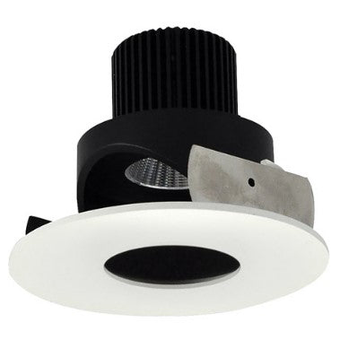 Nora Lighting NIO-4RPHA35QBMPW 4 Inch Iolite LED Round Adjustable Pinhole, 10-Degree Optic, 850lm / 12W, 3500K, Black Pinhole / Matte Powder White Flange