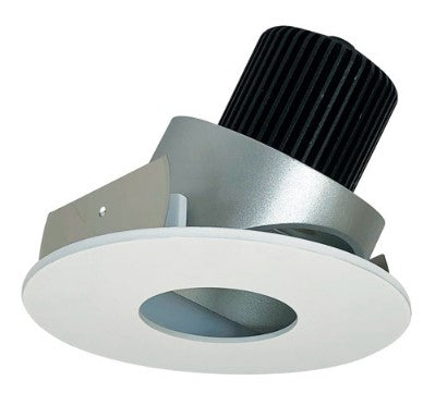 Nora Lighting NIO-4RPHA35QHZMPW 4 Inch Iolite LED Round Adjustable Pinhole, 10-Degree Optic, 850lm / 12W, 3500K, Haze Pinhole / Matte Powder White Flange